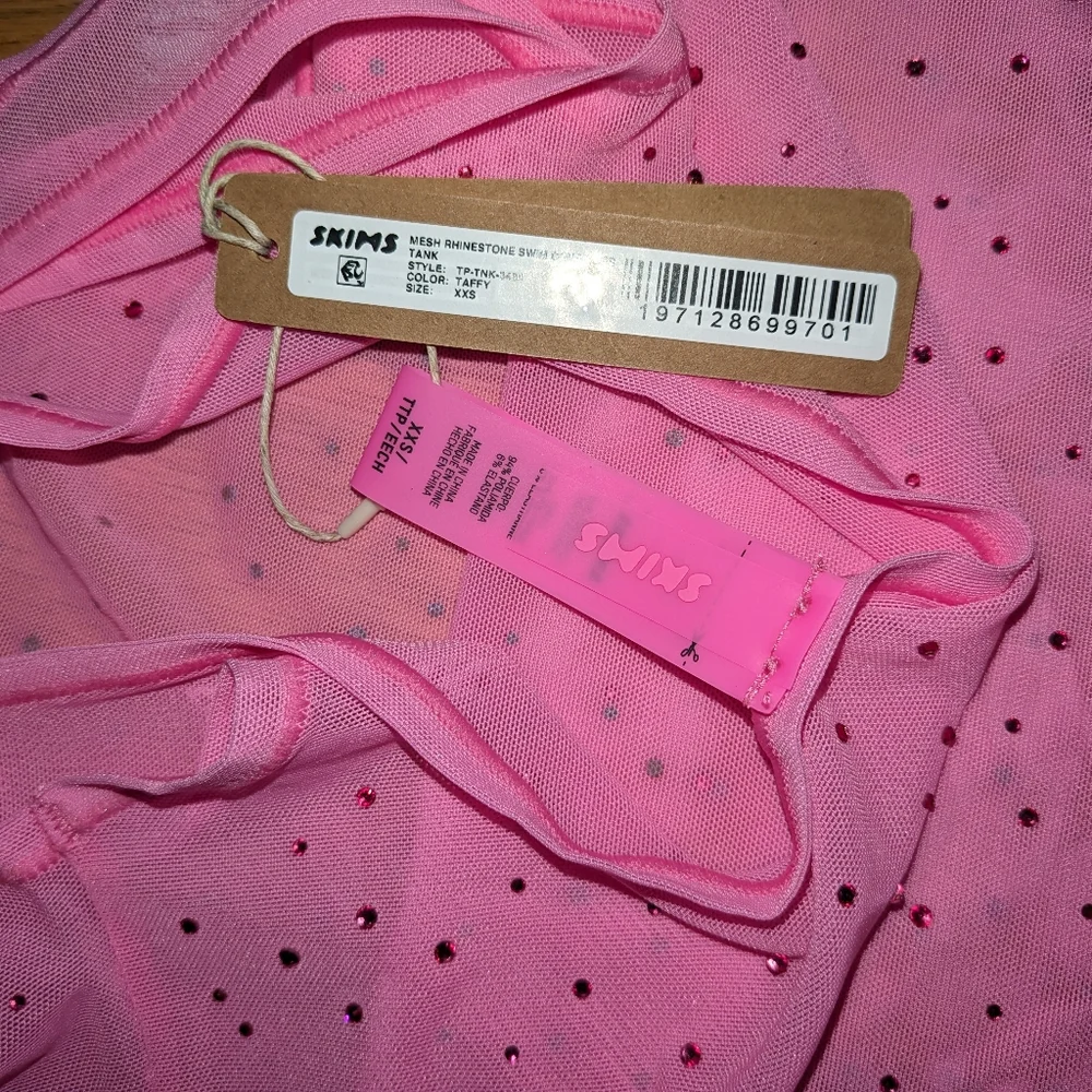 NWT SKIMS MESH RHINESTONE COVER UP 2 PIECE SET IN TAFFY - Picture 6 of 6